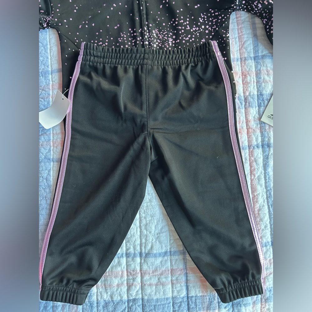 Infant/Toddler Adidas Black Tracksuit with Pink Iridescent Speckles/ Christmas - Picture 9 of 14
